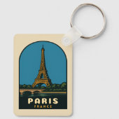Retro Vintage Travel Paris France Eiffel Tower Schlüsselanhänger (Rückseite)