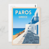 Retro Vintage Travel Paros Griechenland Insel Küst Postkarte (Vorne/Hinten)