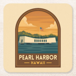 Retro Vintage Travel Pearl Harbor Memorial Hawaii Rechteckiger Pappuntersetzer