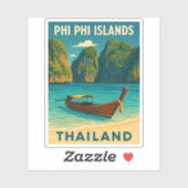 Retro Vintage Travel Phi Phi Inseln Thailand Aufkleber (Blatt)