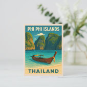 Retro Vintage Travel Phi Phi Inseln Thailand Postkarte (Stehend Vorderseite)