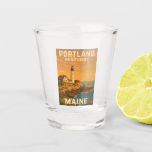 Retro Vintage Travel Portland Maine Lighthouse Schnapsglas