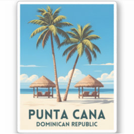 Retro Vintage Travel Punta Cana Dominikanische Rep Aufkleber