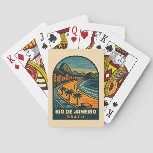 Retro Vintage Travel Rio de Janeiro Brasilien Stra Spielkarten