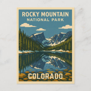 Retro Vintage Travel Rocky Mountain Nationalpark Postkarte