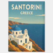 Retro Vintage Travel Santorini Greece Seaside