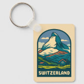 Retro Vintage Travel Schweiz Matterhorn Schlüsselanhänger (Vorderseite)