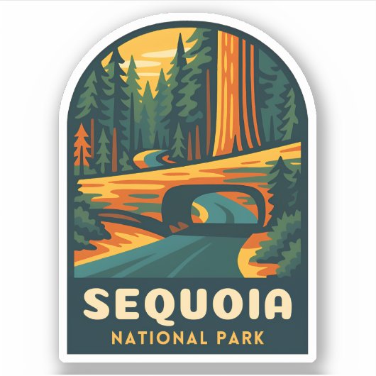 Retro Vintage Travel Sequoia Nationalpark Natursch Aufkleber (Vorderseite)