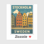 Retro Vintage Travel Stockholm Schweden Altstadt Aufkleber (Blatt)