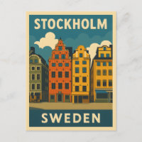 Retro Vintage Travel Stockholm Schweden Altstadt