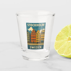 Retro Vintage Travel Stockholm Schweden Altstadt Schnapsglas