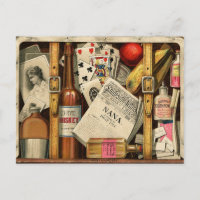 Retro Vintage Travel Suitcase Postkarte