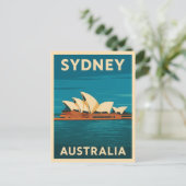 Retro Vintage Travel Sydney Opera House Australien Postkarte (Stehend Vorderseite)