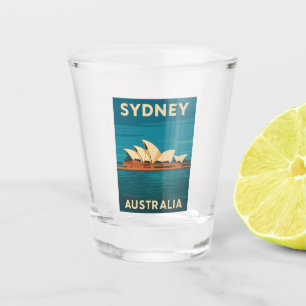 Retro Vintage Travel Sydney Opera House Australien Schnapsglas