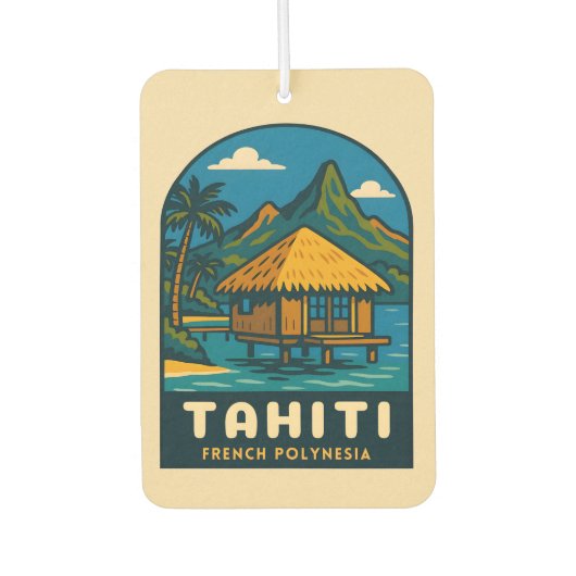 Retro Vintage Travel Tahiti Französisch Polynesien Autolufterfrischer (Vorderseite)