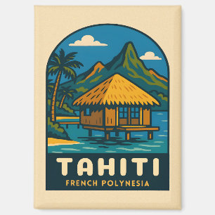 Retro Vintage Travel Tahiti Französisch Polynesien Magnet