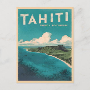 Retro Vintage Travel Tahiti Französisch Polynesien Postkarte