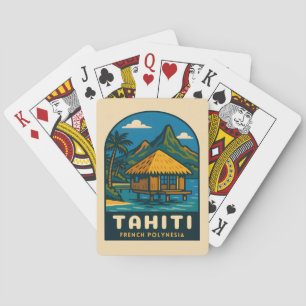 Retro Vintage Travel Tahiti Französisch Polynesien Spielkarten