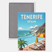 Retro Vintage Travel Tenerife Spain Seaside Coast Magnet (Vorderseite/Rückseite)