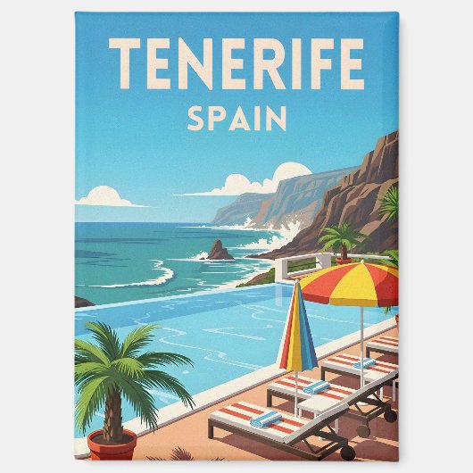 Retro Vintage Travel Tenerife Spain Seaside Coast Magnet (Vorderseite)
