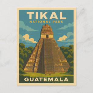 Retro Vintage Travel Tikal Nationalpark Guatemala Postkarte