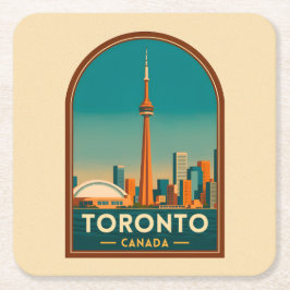 Retro Vintage Travel Toronto Canada Skyline Scenic Rechteckiger Pappuntersetzer