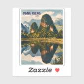 Retro Vintage Travel Vang Vieng Laos Landschaft Aufkleber (Blatt)