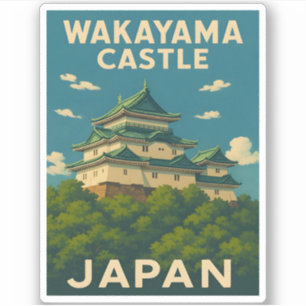 Retro Vintage Travel Wakayama Burg Japan Aufkleber
