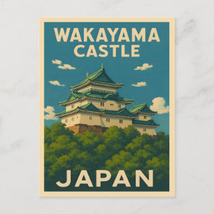 Retro Vintage Travel Wakayama Burg Japan Postkarte