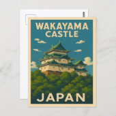 Retro Vintage Travel Wakayama Burg Japan Postkarte (Vorne/Hinten)