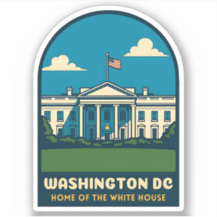 Retro Vintage Travel White House Washington DC Aufkleber