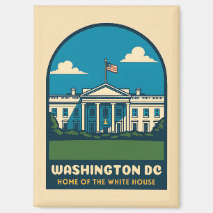 Retro Vintage Travel White House Washington DC Magnet