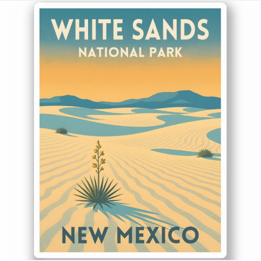 Retro Vintage Travel White Sands National Park Aufkleber (Vorderseite)