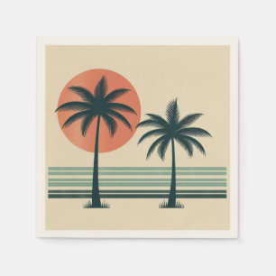 Retro-/Vintage-Tropenpalmenbaum Serviette