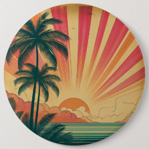Retro/Vintage Tropisch/Hawaiianischer Sonnenunterg Button