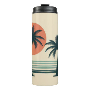 Retro-/vintage tropische Palmen Bäume Thermosbecher