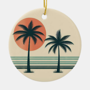 Retro/Vintage tropische Palmen Keramik Ornament