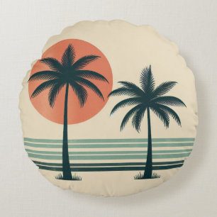 Retro/Vintage tropische Palmen Rundes Kissen