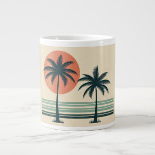 Retro-/vintage tropische Palmenbäume Jumbo-Tasse