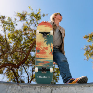 Retro Vintage Tropischer Strand Benutzername Skateboard