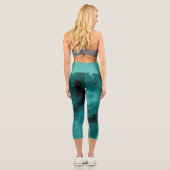 Retro Vintage türkisblau gestört Capri Leggings (Rückseite)
