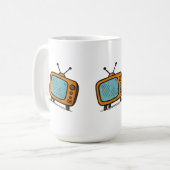 Retro Vintage TV Doodle Ästhetik Kaffeetasse (Vorderseite Links)