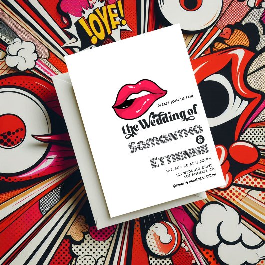 Retro Vintage Typografie Pop Hochzeit Einladung
