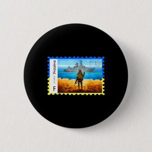 Retro Vintage Ukraine Postwertzeichen Flagge Stolz Button
