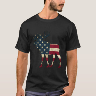 Retro Vintage US-amerikanische Flag Kontur Bull Mo T-Shirt