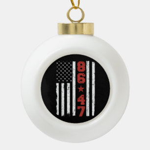 Retro Vintage USA-Flagge 86 47 Anti Trump Keramik Kugel-Ornament