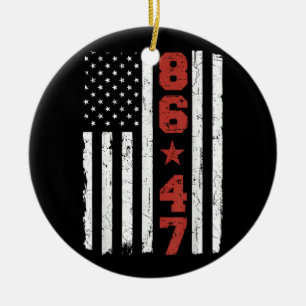 Retro Vintage USA-Flagge 86 47 Anti Trump Keramik Ornament