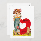 Retro Vintage Valentine Feiertagspostkarte (Vorne/Hinten)
