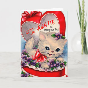 Retro Vintage Valentinekatze Tantenkarte Feiertagskarte