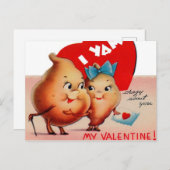 Retro Vintage Valentineyamswurzel Feiertagspostkarte (Vorne/Hinten)